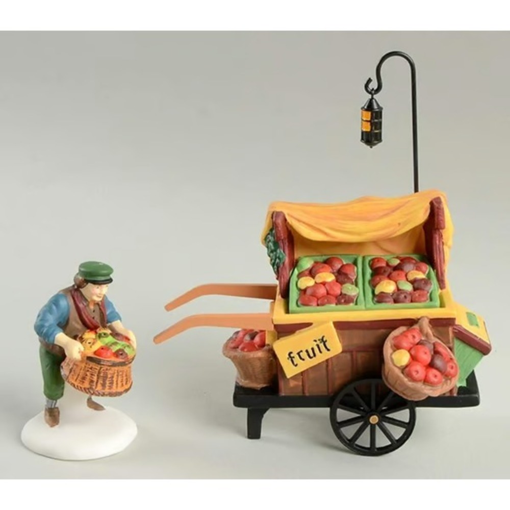 DEPT 56 HERITAGE VILLAGE COLLECTION CHELSEA MARKET FRUIT MONGER & CART - RETIRED
